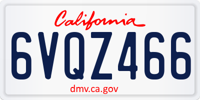CA license plate 6VQZ466