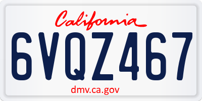 CA license plate 6VQZ467