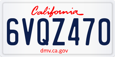 CA license plate 6VQZ470