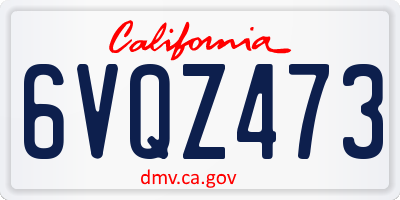 CA license plate 6VQZ473