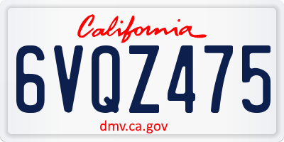 CA license plate 6VQZ475