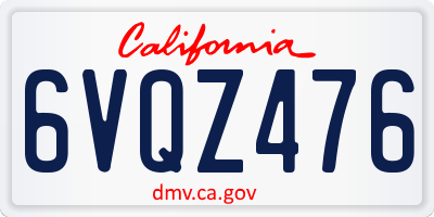CA license plate 6VQZ476