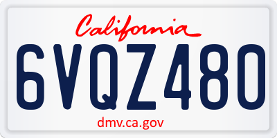 CA license plate 6VQZ480