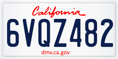 CA license plate 6VQZ482