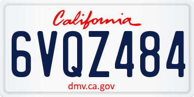 CA license plate 6VQZ484