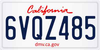 CA license plate 6VQZ485