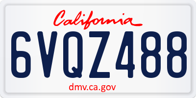 CA license plate 6VQZ488