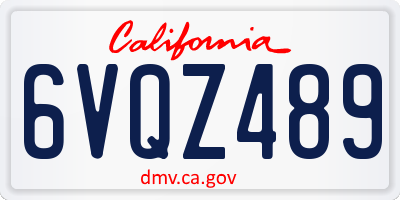 CA license plate 6VQZ489