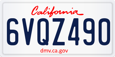 CA license plate 6VQZ490