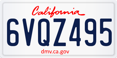 CA license plate 6VQZ495