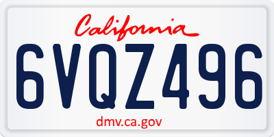 CA license plate 6VQZ496
