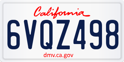 CA license plate 6VQZ498