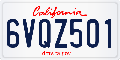CA license plate 6VQZ501