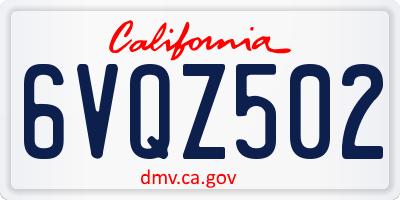 CA license plate 6VQZ502