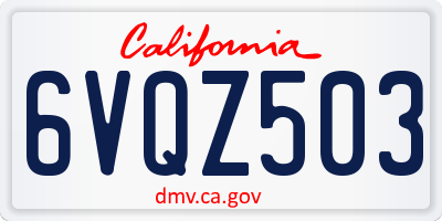 CA license plate 6VQZ503