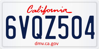 CA license plate 6VQZ504