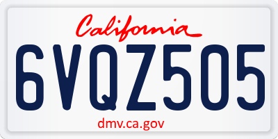 CA license plate 6VQZ505