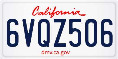CA license plate 6VQZ506