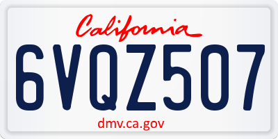CA license plate 6VQZ507