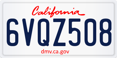 CA license plate 6VQZ508