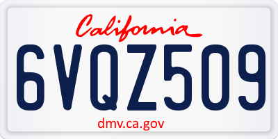 CA license plate 6VQZ509