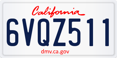 CA license plate 6VQZ511