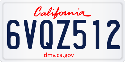 CA license plate 6VQZ512