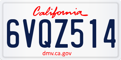 CA license plate 6VQZ514
