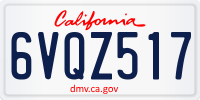 CA license plate 6VQZ517