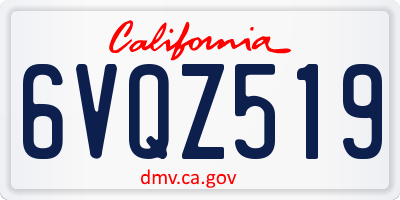 CA license plate 6VQZ519