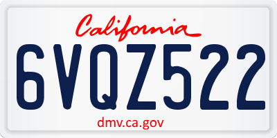 CA license plate 6VQZ522