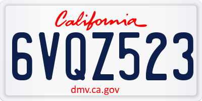 CA license plate 6VQZ523