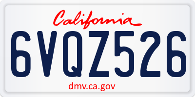 CA license plate 6VQZ526