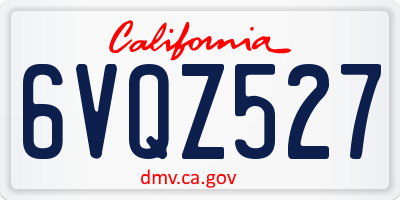 CA license plate 6VQZ527