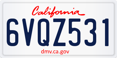 CA license plate 6VQZ531