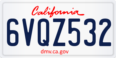 CA license plate 6VQZ532