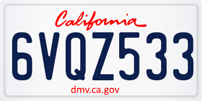 CA license plate 6VQZ533