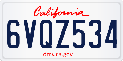 CA license plate 6VQZ534