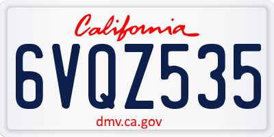 CA license plate 6VQZ535