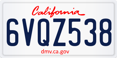 CA license plate 6VQZ538