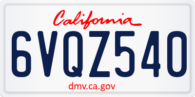 CA license plate 6VQZ540