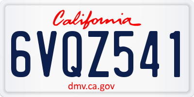 CA license plate 6VQZ541