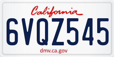 CA license plate 6VQZ545