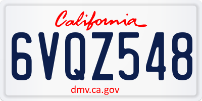 CA license plate 6VQZ548