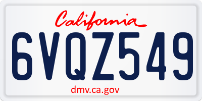 CA license plate 6VQZ549