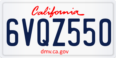CA license plate 6VQZ550
