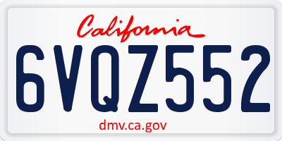 CA license plate 6VQZ552