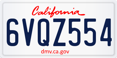 CA license plate 6VQZ554