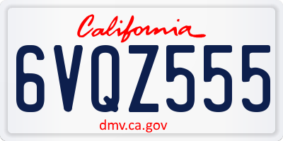 CA license plate 6VQZ555