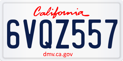 CA license plate 6VQZ557